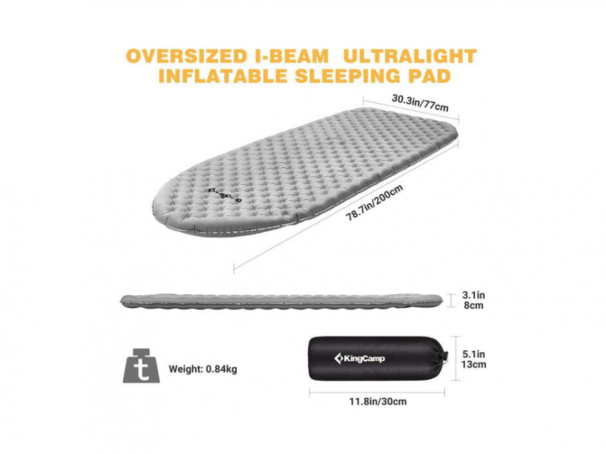 Коврик самонадувающийся 2009 VIBORG 8.0, 198х75х8 см, King Camp