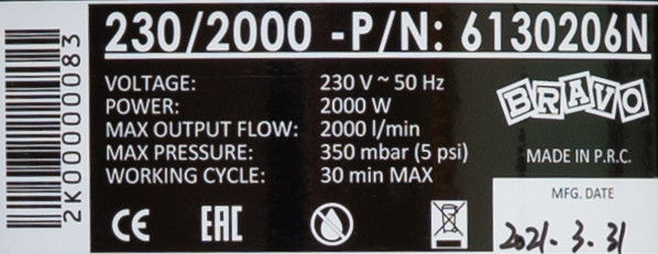 Электрический насос Bravo 230/2000 (6130206N)