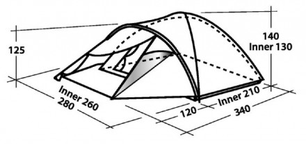 Палатка EASY CAMP Phantom 400 (четырехместная), бело-зелено-серый цвет